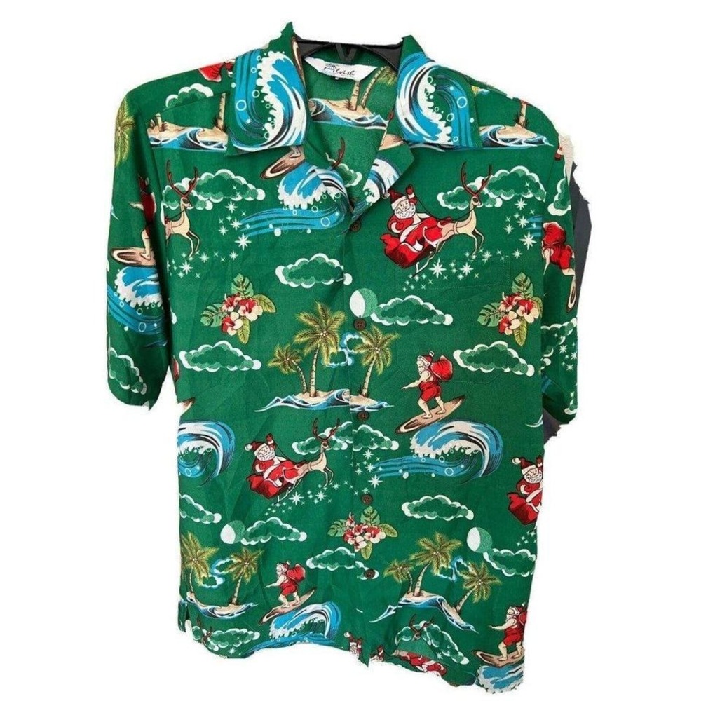 Hawaiian Shirt Men Aloha Party Casual  Cruise Santa surf  Tourist‎ Wear Alvish S